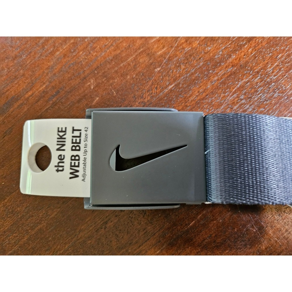 Nike Web Belt Mens Gray Reversible Golf Swoosh Adjustable Bottle Opener Buckle